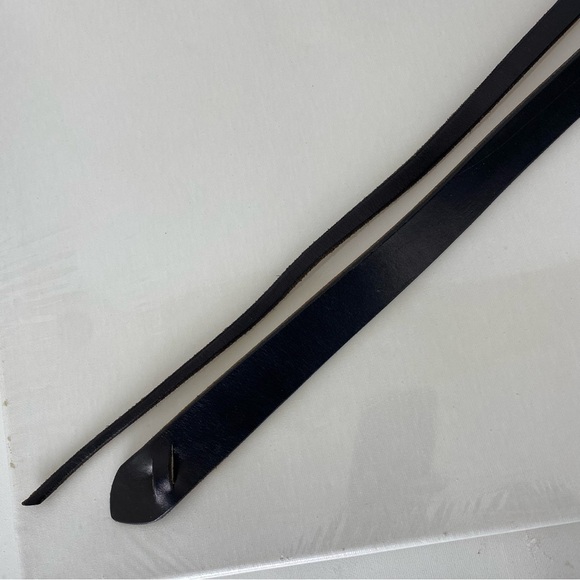 Unique Asymmetrical Black Leather Belt Thin Waist Statement Belt main image 8